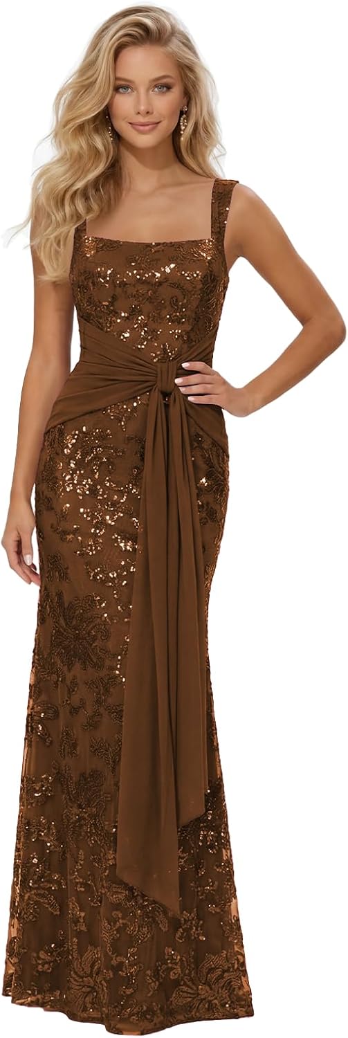 Lace Sequin Spaghetti Straps Prom Dress Long Ball Gown 2026 Mermaid Front Tie Backless Formal Evening Gowns
