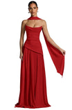 Kingbridal Strapless Bridesmaid Dresses with Scarf 2026 Long A-line Prom Formal Dress