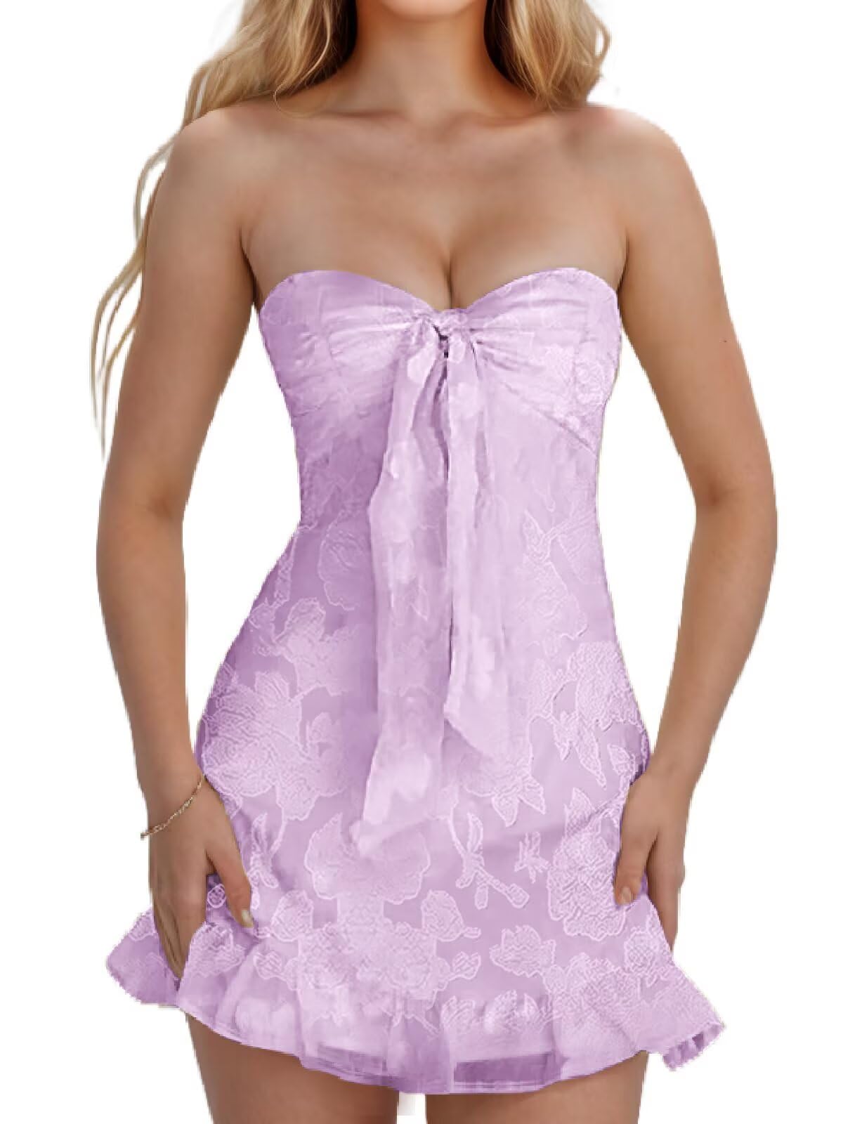 Jacquard Chiffon Homecoming Dress Short for Teens 2027 Strapless Mini Prom Gown Ruffle Cocktail Party Dress