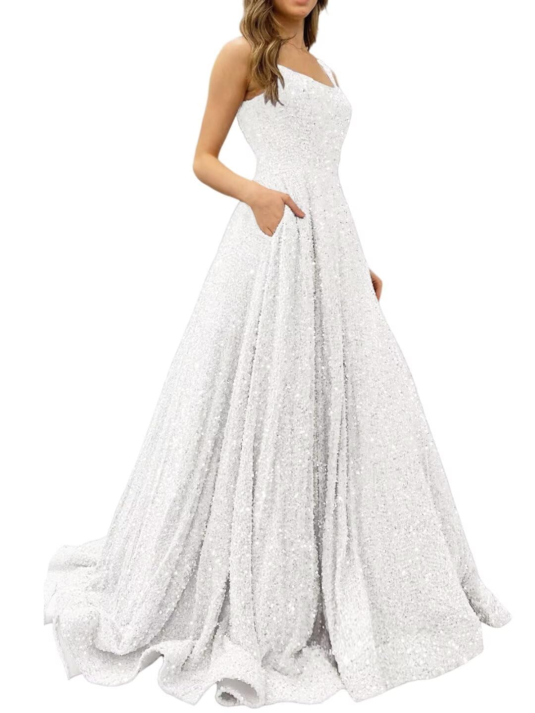 Prom Dresses Long A Line with Pockets Formal Evening Ball Gowns Velvet Velvet Sequins Black Tie Wedding Party Dress