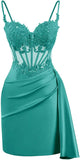 Lace Satin Homecoming Dresses for Teens 2027 Short Prom Dress Spaghetti Straps Corset Cocktail Formal Evening Gowns