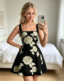 Floral Tulle Homecoming Dresses Short Embroidery Lace A-Line Mini Formal Graduation Cocktail Gown