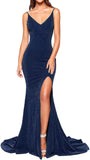 Women's Prom Dress Long High Slit Mermaid Formal Evening Gown for Wedding