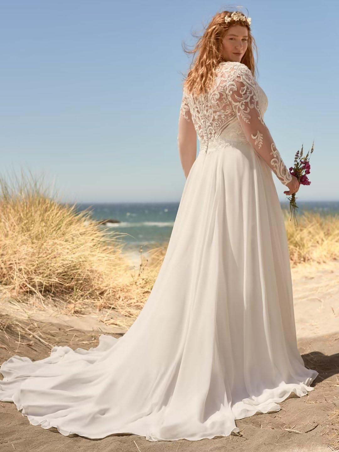 Women's Beach Wedding Dresses for Bride 2025 Long Lace Wedding Bridal Gowns