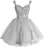 Off Shoulder Glitter Tulle Homecoming Dresses for Teens 3D Butterfly Short Prom Dress Sequin Quinceanera Dresses
