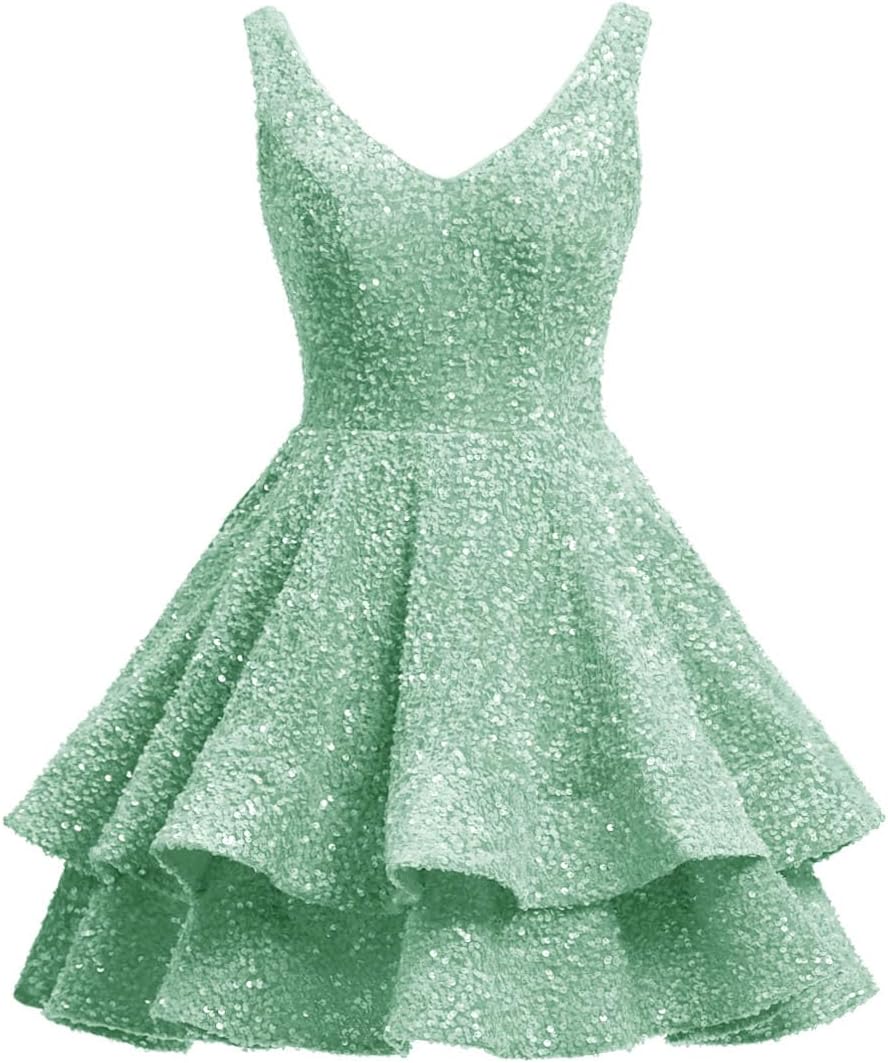 Short 2026 Sparkly Sequin Homecoming Dress for Teen Tiered Corset Ball Prom Cocktail Party Gown for Women