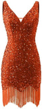 Kingbridal Gowns V Neck Sequin Homecoming Dresses for Teens 2027 Sparkly Tight Short Prom Cocktail Party Gowns with Tassels