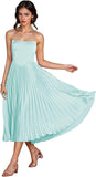 Women's Strapless Bridesmaid Dresses for Womens Tea Length Ruffle Satin Formal Prom Dress