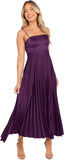 Midi Pleated Bridesmaid Dresses for Women Tea Length Formal Wedding Guest Dresses Prom Formal Gowns