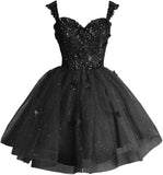 Off Shoulder Glitter Tulle Homecoming Dresses for Teens 3D Butterfly Short Prom Dress Sequin Quinceanera Dresses