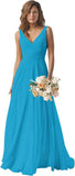 Chiffon Bridesmaid Dresses Long for Women A Line Ruched Formal Porm Evening Gowns