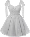 Sparkly Strarry Tulle Homecoming Dresses for Teens 2027 A Line Short Cocktail Party Gowns