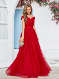 Schulterfreies Ballkleid, langes Ballkleid für Damen, A-Linie, Herzausschnitt, mehrlagiges Tüllkleid für Hochzeit, Abendparty 