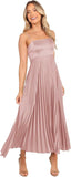 Midi Pleated Bridesmaid Dresses for Women Tea Length Formal Wedding Guest Dresses Prom Formal Gowns