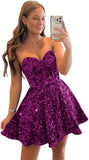 Sequin Short Homecoming Dresses for Teens Sparkly A Line Prom Dress Tight Cocktail Dresses Evening Gown with Pocket