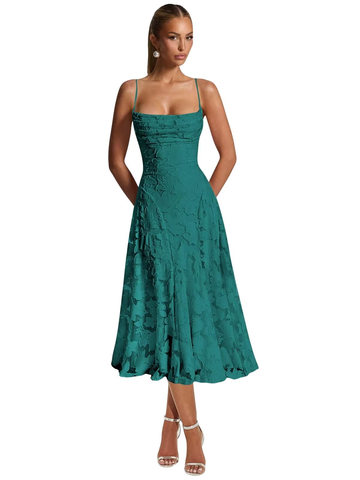 Lace Jacquard Bridesmaid Dresses for Women 2027 Spaghetti Straps Ruffle Formal Wedding Guest Dress Formal Evening Dress