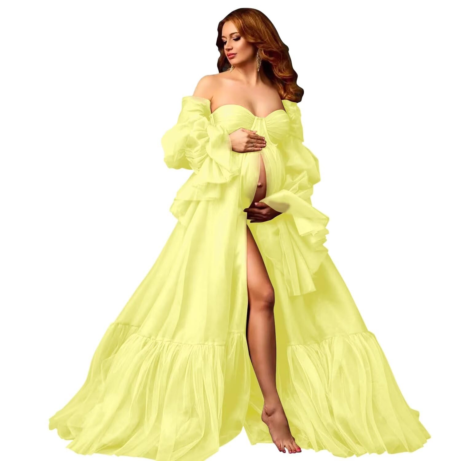 Tulle Maternity Dresses for Photoshoot Long Puffy Bridal Lingeria Robe Pregnancy Gowns Bathgown BabyShower Dress
