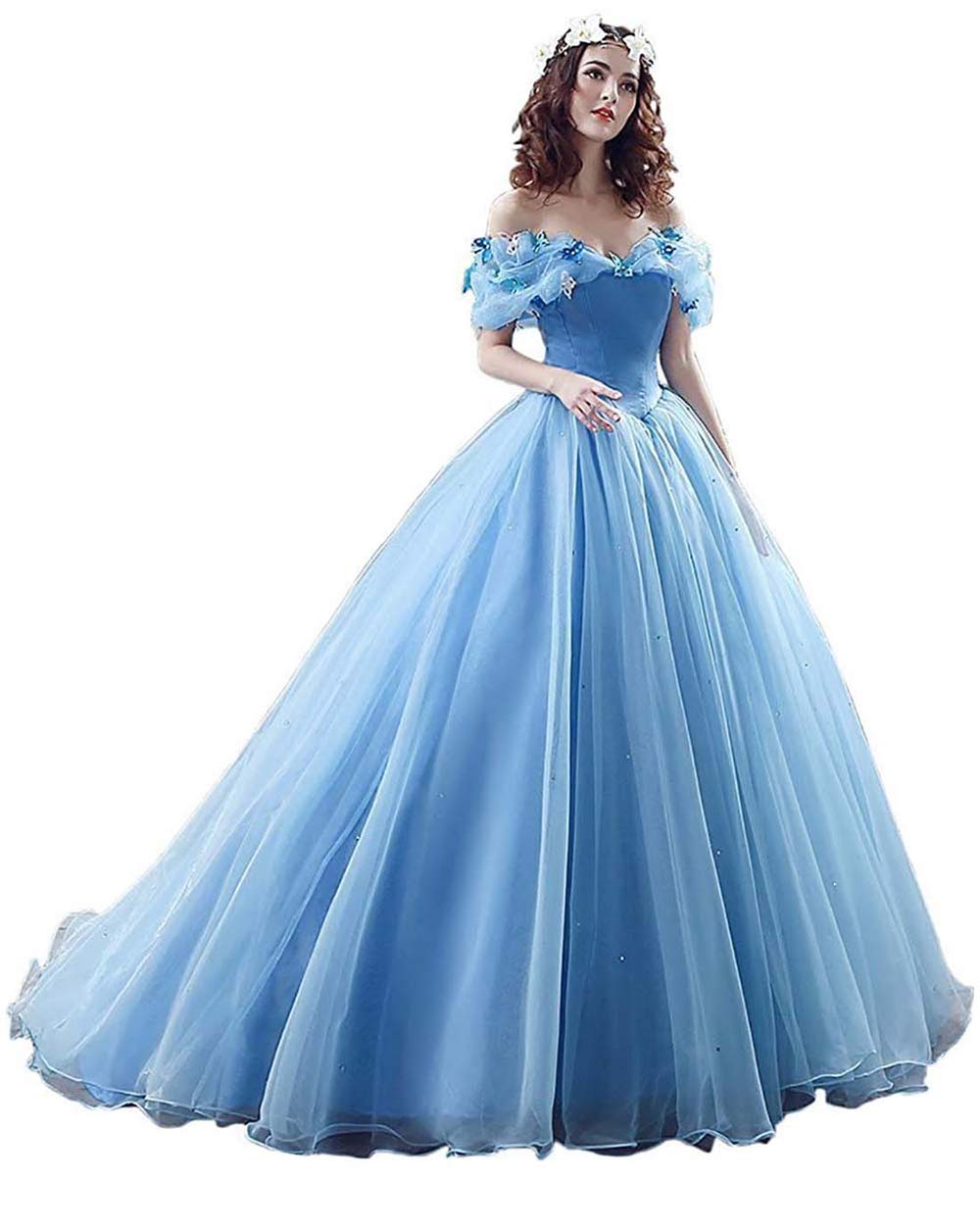 Tulle Ball Gown Cinderella's Off Shoulder Quinceanera Dress Wedding Dresses Evening Formal Gown