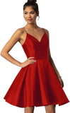 Women's Short Homecoming Dresses for Teens 2025 V Neck Satin Prom Cocktail Gowns