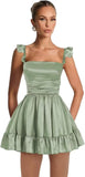 Satin Homecoming Dresses for Teens 2027 A-line Ruched Square Neck Short Prom Formal Cocktail Gowns with Pockets