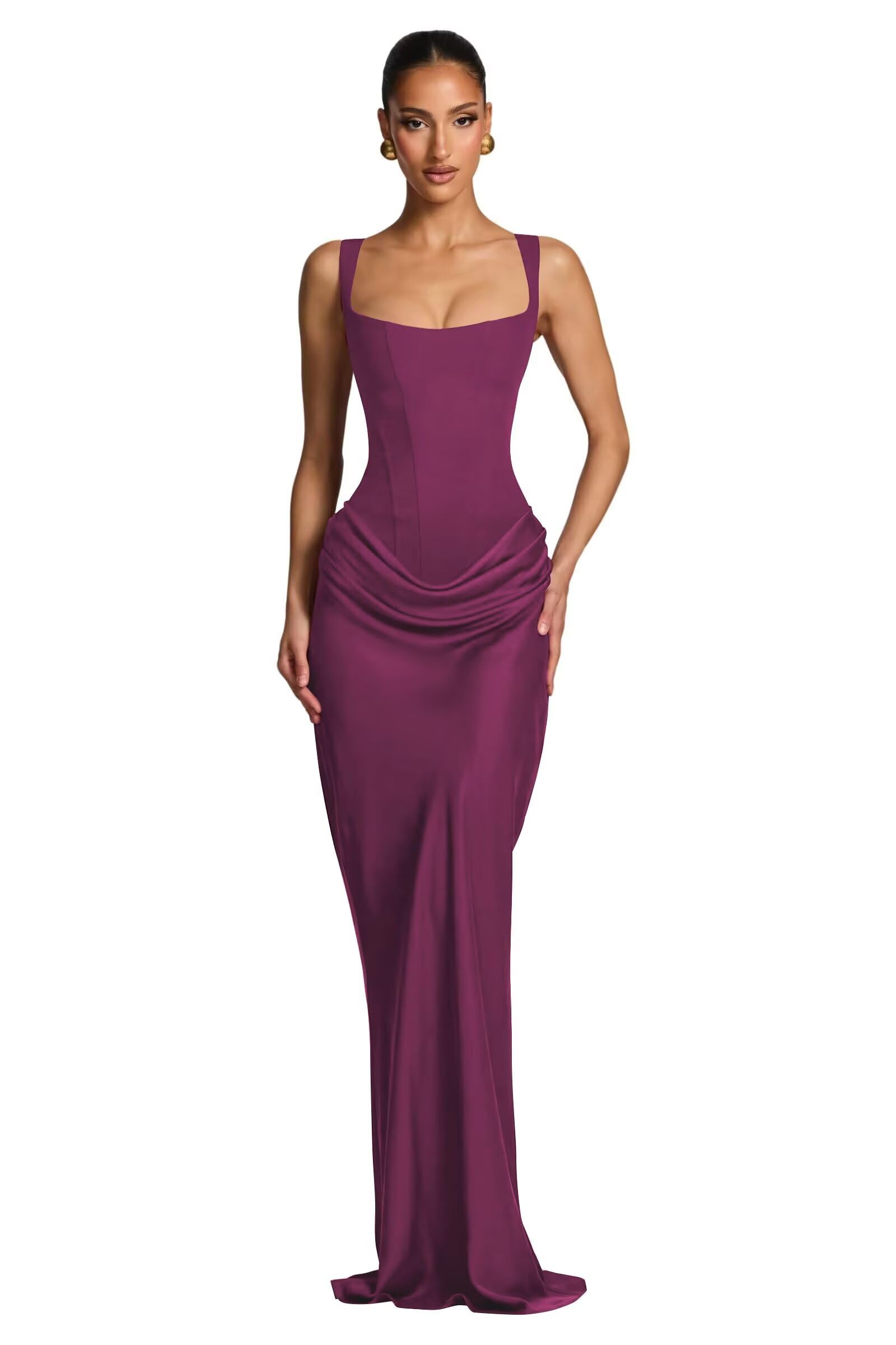 Mermaid Satin Prom Dresses for Women 2026 Spaghetti Strap Formal Dress Ruched Corset Evening Party Gowns
