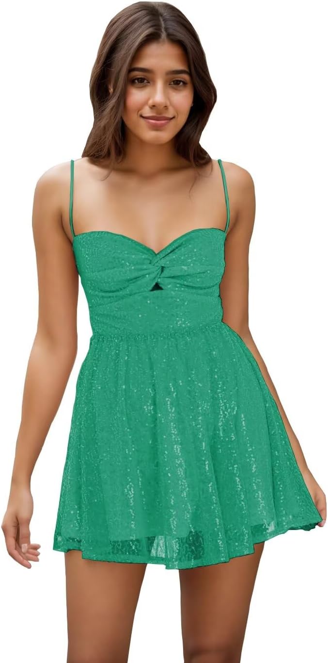 Spaghetti Straps Sequin Homecoming Dresses for Teens 2027 Short Sequin Dresses Mini Formal Cocktail Gown