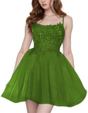 Tulle Homecoming Dresses Short Wedding Dresses 2026 Spaghetti Strap Prom Dress A Line Lace Applique Formal Party Gown