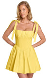 Spaghetti Straps Homecoming Dresses for Teens Satin A-line Short Prom Dress Pleated Cocktail Gowns with Pockets