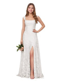 Square Neck Junior Bridesmaid Dresses Floral Lace Flower Girl Dress for Wedding Ruched Slit Girls Formal Dress