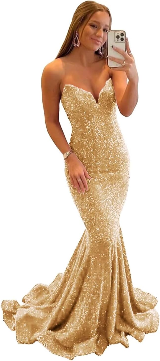 Vestido de fiesta con tirantes finos y lentejuelas, vestido de noche de sirena brillante con abertura, vestidos largos para mujer 2024 