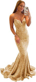 Vestido de fiesta con tirantes finos y lentejuelas, vestido de noche de sirena brillante con abertura, vestidos largos para mujer 2024 
