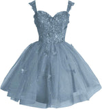 Off Shoulder Glitter Tulle Homecoming Dresses for Teens 3D Butterfly Short Prom Dress Sequin Quinceanera Dresses
