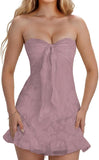 Jacquard Chiffon Homecoming Dress Short for Teens 2027 Strapless Mini Prom Gown Ruffle Cocktail Party Dress