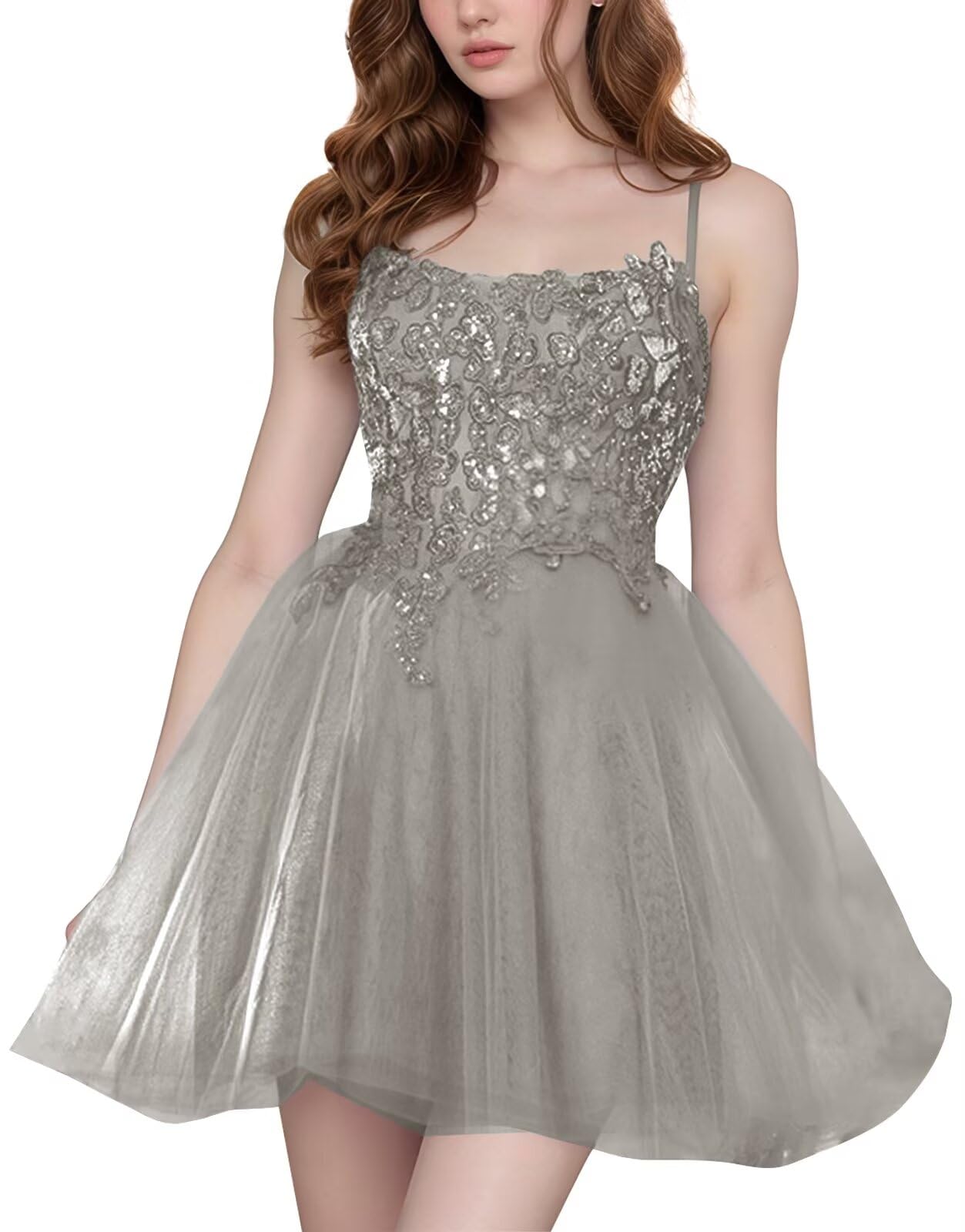 Tulle Homecoming Dresses Short Wedding Dresses 2026 Spaghetti Strap Prom Dress A Line Lace Applique Formal Party Gown