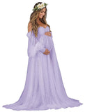 Kingbridal Pearl Tulle Maternity Dress for Photoshoot Long Puffy Sleeve Pregnancy Gown