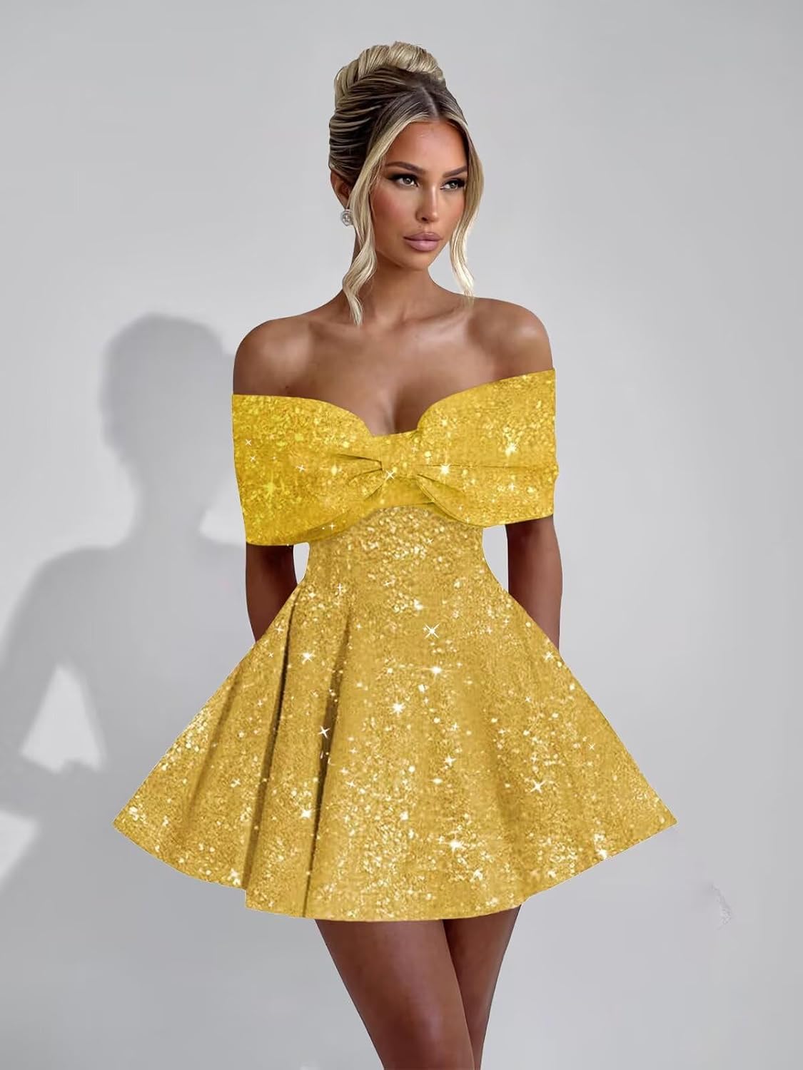 Sparkly Sequins Homecoming Dresses for Teens with Bow 2027 Strapless Short Prom Dress Cocktail Gown