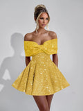 Sparkly Sequins Homecoming Dresses for Teens with Bow 2027 Strapless Short Prom Dress Cocktail Gown