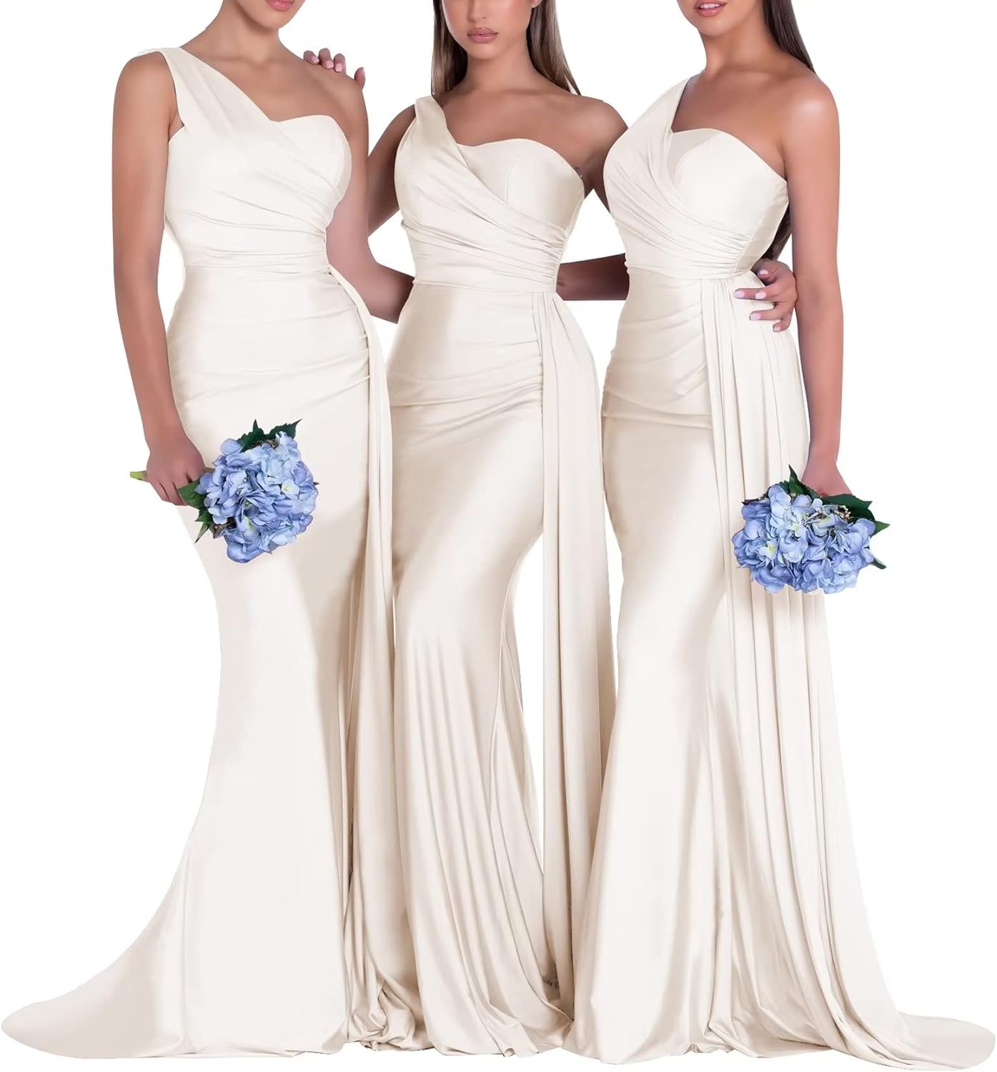One-Shoulder-Brautjungfernkleider für Hochzeiten, Meerjungfrau-Satin-Ballkleider, lang, figurbetont, formelle Abendkleider 