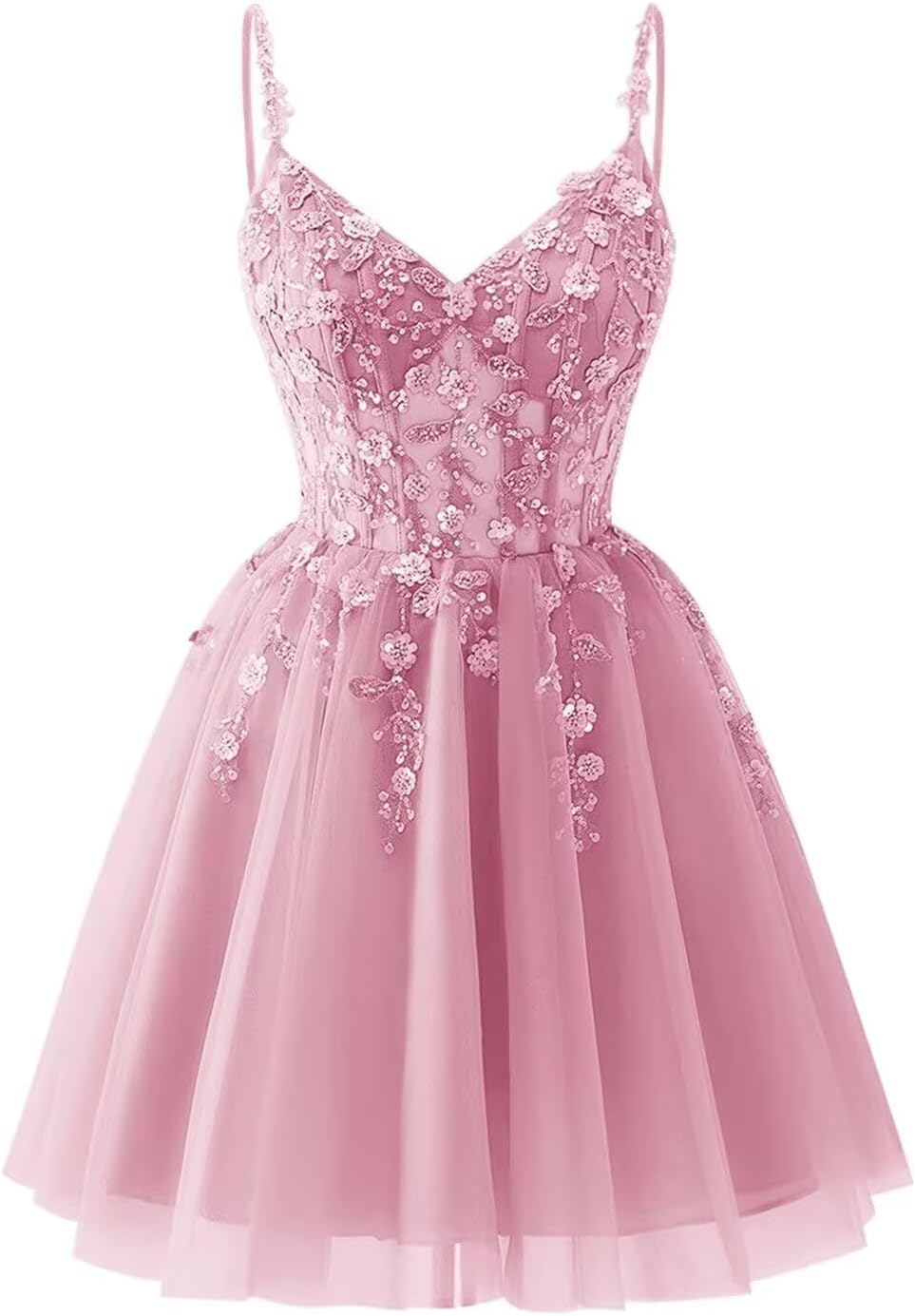 Lace Applique Tulle Homecoming Dresses for Teens Sparkly 3D Flower Short Prom Dress Sequin Quinceanera DAMA Dress