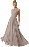 Women's Halter Bridesmaid Dresses Long Chiffon Formal Dresses Evening Party Dress 2026