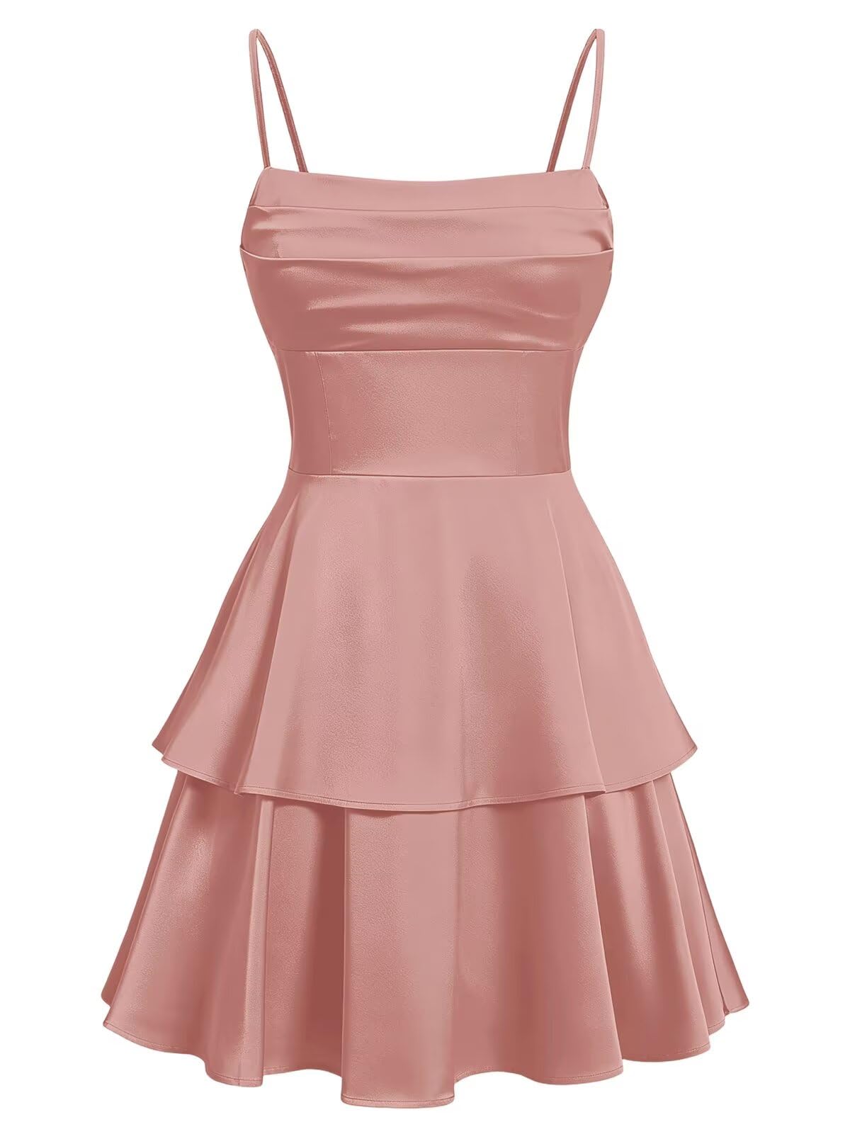 Tiered Satin Homecoming Dresses for Teens Short A Line Tight Spaghetti Strap Formal Cocktail Party Gown 2026