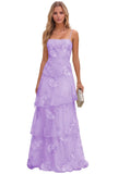 Jacquard Laces Prom Dress for Women Spaghetti Strap Bridesmaid Dresses Long Formal Wedding Party Gown