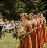 Off The Shoulder Chiffon Bridesmaid Dresses Long Spaghetti Straps A Line Formal Party Dress