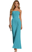 Women's Strapless Pleated Bridesmaid Dress Elegant Sweetheart Neck Formal Prom Gown for Wedding Guest