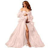 Tulle Maternity Dresses for Photoshoot Long Puffy Bridal Lingeria Robe Pregnancy Gowns Bathgown BabyShower Dress