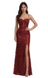 Mermaid Sequin Lace Prom Dresses Long for Women 2026 Spaghetti Straps Corset Formal Evening Party Gown with Slit
