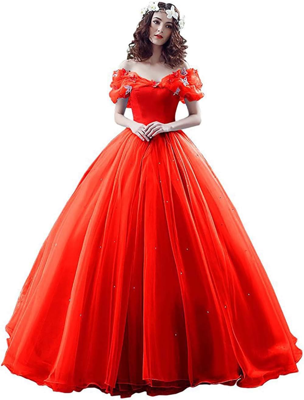 Tulle Ball Gown Cinderella's Off Shoulder Quinceanera Dress Wedding Dresses Evening Formal Gown