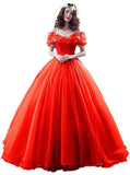 Tulle Ball Gown Cinderella's Off Shoulder Quinceanera Dress Wedding Dresses Evening Formal Gown