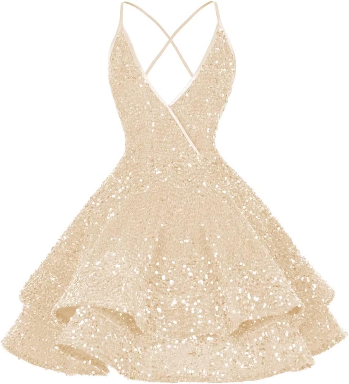 Vestidos de fiesta cortos con lentejuelas brillantes para adolescentes, sexy, con tirantes finos, vestido de fiesta, vestido de cóctel con cuello halter 