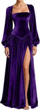Kingbridal Gowns Long Sleeve Prom Dresses for Women 2027 Velvet Formal Dress with Slit Long A-line Evening Party Gowns